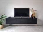 Zwart eiken TV-meubel | Hotel-chique - MAATWERK, Nieuw, Zwart, hotel-chique, modern, 150 tot 200 cm, Minder dan 100 cm