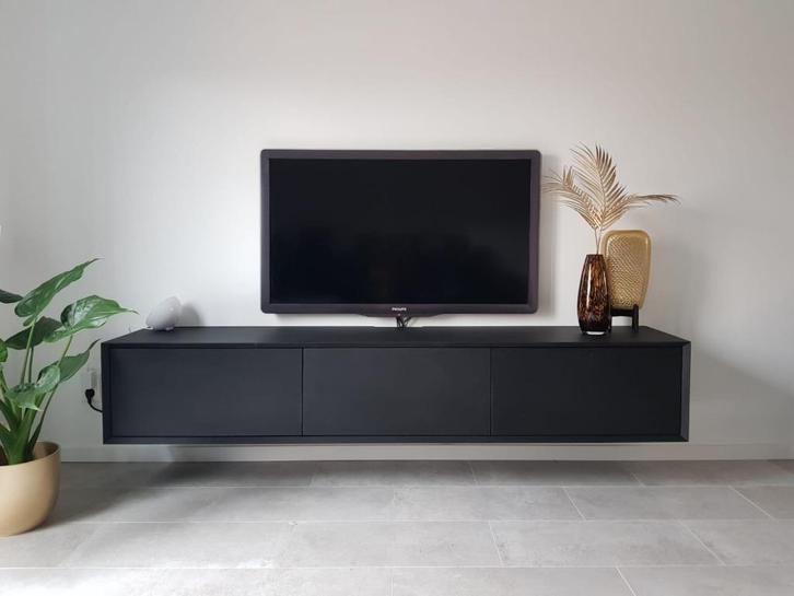Zwart eiken TV-meubel | Hotel-chique - MAATWERK, Huis en Inrichting, Kasten | Televisiemeubels, Nieuw, Minder dan 100 cm, 150 tot 200 cm