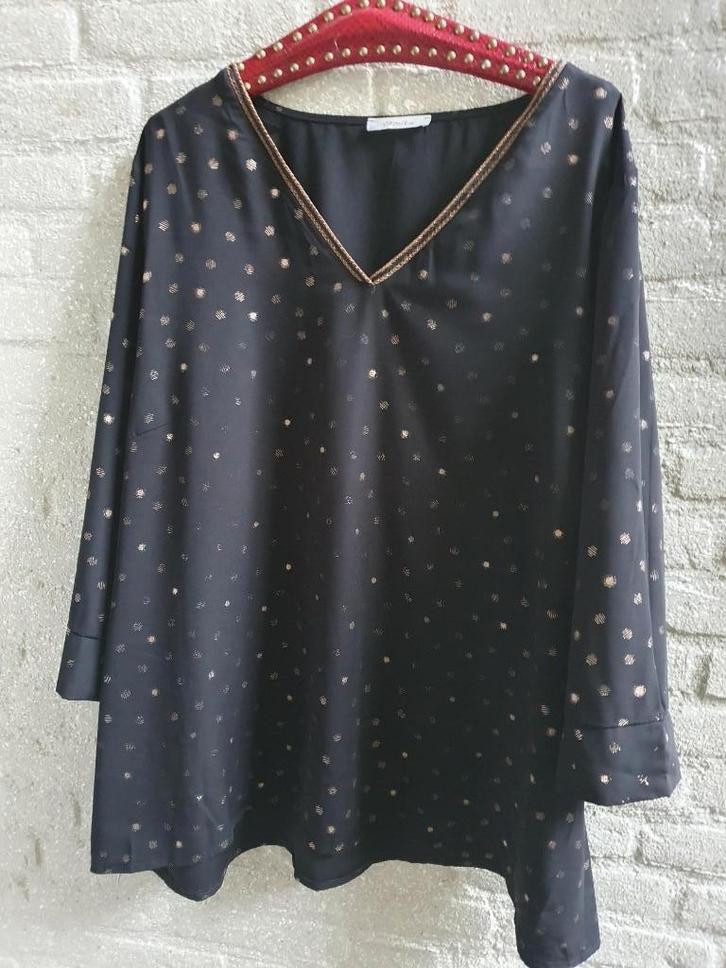 Zwart dessin PAPRIKA tuniek maat T6 (54/56), Kleding | Dames, Grote Maten, Gedragen, Blouse of Tuniek, Zwart, Verzenden
