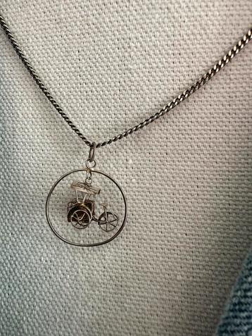 Zilveren Ketting met Riksja Hanger - Vintage beschikbaar voor biedingen