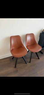 Leren stoelen cognac, Ophalen, Gebruikt, Twee, Bruin