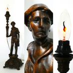 Een unieke antieke tafellamp met mijnwerker mijnen lamp, Antiek en Kunst, Ophalen of Verzenden