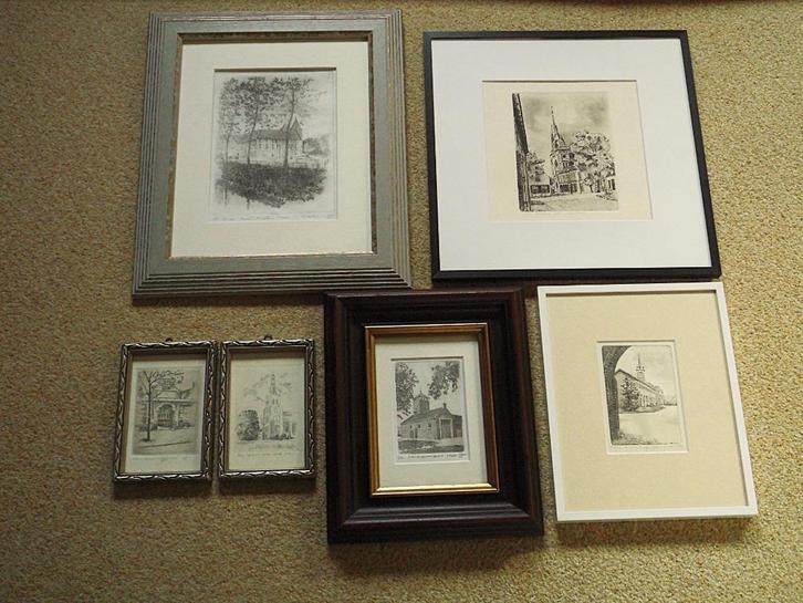 6 Goede Diverse etsen, Antiek en Kunst, Kunst | Etsen en Gravures, Ophalen of Verzenden