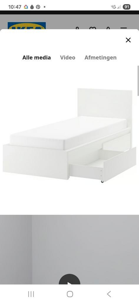 Ikea Malm met lades zonder lattenbodem, Huis en Inrichting, Slaapkamer | Bedden, Zo goed als nieuw, Eenpersoons, 90 cm, 200 cm