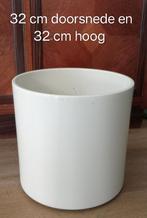 Grote, 32 cm, witte bloempot voor binnen, Gebruikt, Rond, Binnen, Minder dan 40 cm
