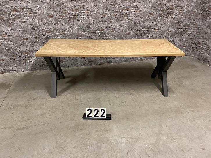 Industriële retro stijl eetkamertafel visgraat nr.222, Huis en Inrichting, Tafels | Eettafels, Nieuw, 50 tot 100 cm, 200 cm of meer