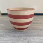 Roze beige gestreepte bloempot, Huis en Inrichting, Woonaccessoires | Vazen, Overige kleuren, Aardewerk of Porselein, Ophalen of Verzenden