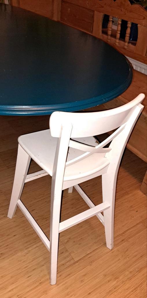 Witte Hoge Kinder IKEA Ingolf Stoel, Huis en Inrichting, Stoelen, Gebruikt, Eén, Hout, Wit, Ophalen