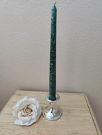Prachtige vintage verzilverde kandelaar met parelrand, Verzenden, Zilver