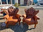 2 x antieke leren barok fauteuils, Antiek en Kunst, Antiek | Meubels | Stoelen en Banken, Ophalen