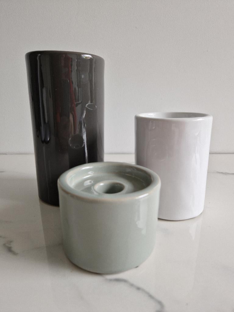 Leuke keramieken kandelaar (los of als set), Overige materialen, Nieuw, Ophalen of Verzenden, Groen