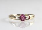 Gouden ring met roze saffier en diamant, Sieraden, Tassen en Uiterlijk, Antieke sieraden, Goud, Met edelsteen, Ophalen of Verzenden