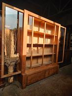 Prachtige teakhouten schoolkast / winkelkast /boekenkast, Ophalen, 200 cm of meer, Glas, 150 tot 200 cm