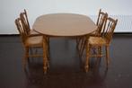 Ronde eetkamer uitschuif tafel met 4 stoelen.Vintage, Ophalen, Gebruikt, Rond, 50 tot 100 cm