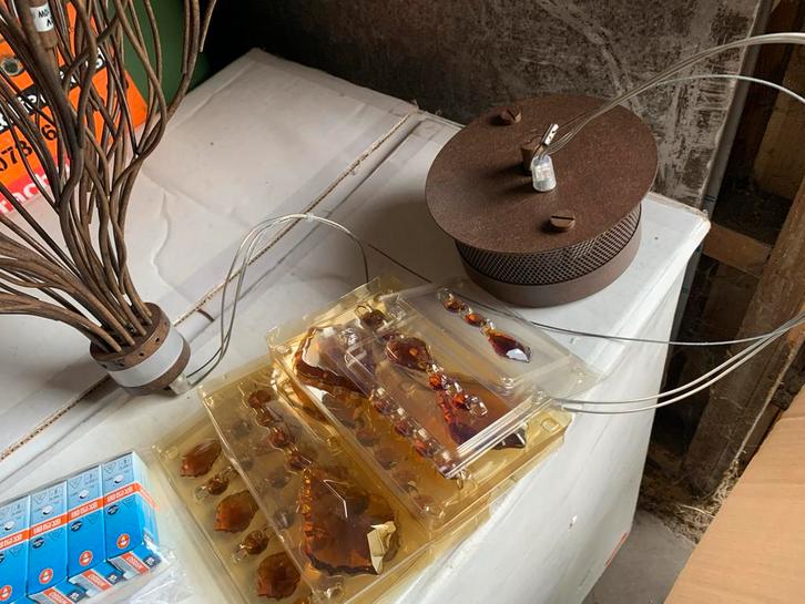 Vintage Design hangLamp met Kristallen, Huis en Inrichting, Lampen | Kroonluchters, Nieuw, Metaal, Ophalen