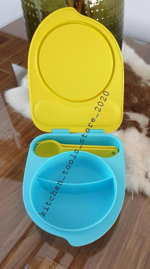 Tupperware Peuterbord lunchbox vakjesbord + bestek set, Huis en Inrichting, Keuken | Tupperware, Nieuw, Ophalen of Verzenden