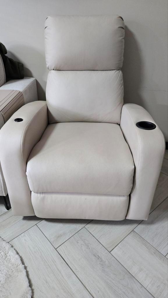 Relaxstoel met Massagefunctie - Beige, Huis en Inrichting, Fauteuils, Nieuw, Stof, 75 tot 100 cm, 75 tot 100 cm, Ophalen