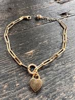 14 KARAAT GEEL GOUD CLOSED FOREVER PAPERCLIP GOUDEN ARMBAND, Sieraden, Tassen en Uiterlijk, Armbanden, Geel, Ophalen of Verzenden