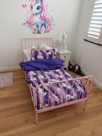 Meegroeibed roze met unicorn dekbedovertrek, Ophalen, 70 tot 85 cm, 140 tot 160 cm, Zo goed als nieuw