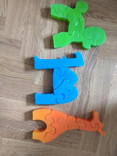 Dieren plastic groen blauw oranje kinderpuzzels, Kinderen en Baby's, Speelgoed | Kinderpuzzels, Zo goed als nieuw, 6 maanden tot 2 jaar