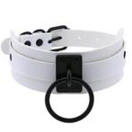 Witte halsband met ring / choker heren dames ketting, Verzenden, Nieuw, Wit