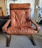 Leren vintage stoel, Huis en Inrichting, Fauteuils, Ophalen of Verzenden, Zo goed als nieuw, 75 tot 100 cm, 50 tot 75 cm