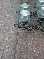 Vintage Waxinelichthouder Glas Zwart, Huis en Inrichting, Woonaccessoires | Kandelaars en Kaarsen, Overige materialen, Grijs, Ophalen of Verzenden