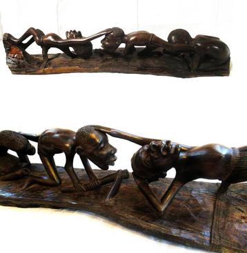 Afrikaans decor volkskunstobject beeld met houtsnijwerk 80cm beschikbaar voor biedingen
