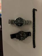 Geneva horloges zwart en zilver, Sieraden, Tassen en Uiterlijk, Horloges | Heren, Overige merken, Staal, Staal, Polshorloge