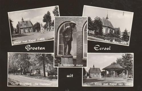 EERSEL Markt Boerderij Kontente Mens Kerk Kiosk, Verzamelen, Ansichtkaarten | Nederland, Gelopen, Noord-Brabant, 1960 tot 1980