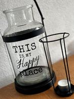 Windlicht met tekst.  This is my happy place, Ophalen, Zo goed als nieuw, Overige materialen