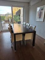 Eettafel uittrekbaar met 6 stoelen, Ophalen, Gebruikt, 200 cm of meer, 50 tot 100 cm