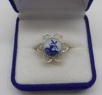 Zilveren vintage ring delfts blauwe steen maat 18.5 nr.215, 18 tot 19, Verzenden, Zo goed als nieuw, Dame