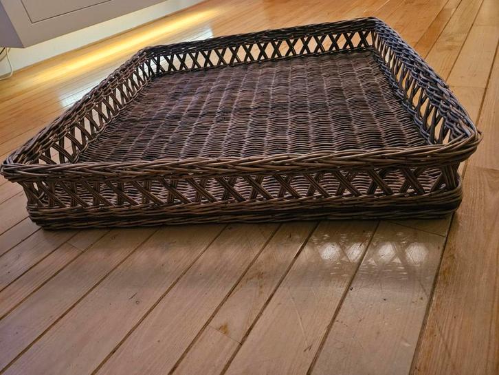 Rieten blad + rieten placemat, Huis en Inrichting, Woonaccessoires | Dienbladen, Gebruikt, Hout, Rechthoekig, Ophalen of Verzenden