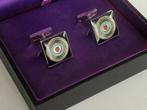 Luxe chromen geëmailleerde manchetknopen in presentatie doos, Ophalen of Verzenden, Nieuw, Overige materialen