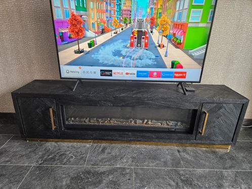 Tv meubel black bonito incl. Sfeerhaard, Huis en Inrichting, Kasten | Televisiemeubels, Zo goed als nieuw, Minder dan 100 cm, 25 tot 50 cm