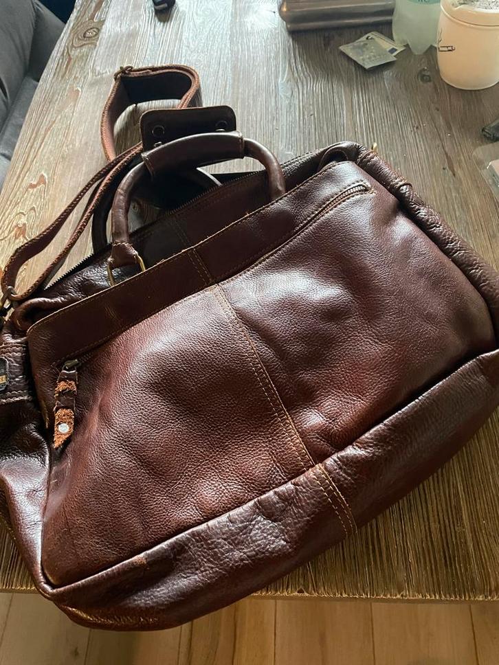 PME Legend Leren schoudertas, Sieraden, Tassen en Uiterlijk, Tassen | Schoudertassen, Bruin, Ophalen of Verzenden