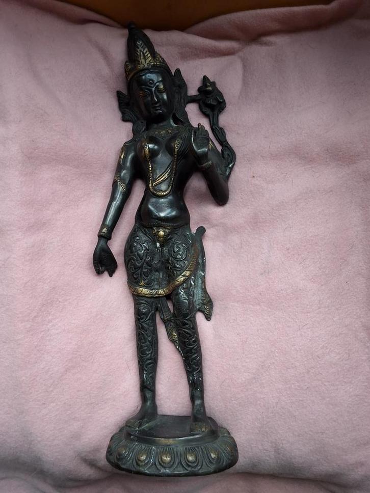 Brons beeld godin lakshmi godin van rijkdom geluk hindoeïsme, Antiek en Kunst, Kunst | Niet-Westerse kunst, Ophalen of Verzenden