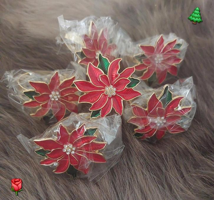 6 Servetringen rode kerstster leuk voor de feestdagen nieuw, Diversen, Kerst, Nieuw, Ophalen of Verzenden