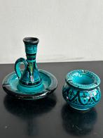 Oosters aardewerk kandelaar + asbak 1 koop, Ophalen of Verzenden