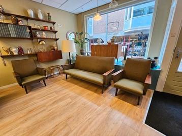 Vintage Loungeset Bank & 2 Fauteuils Fauteuil Bankstel Stoel beschikbaar voor biedingen