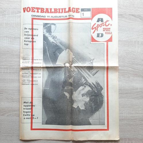 AD voetbalbijlage1970, posterfoto verslag Feijenoord-Celtic, Verzamelen, Sportartikelen en Voetbal, Zo goed als nieuw, Vaantje of Sjaal