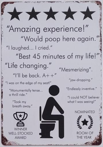 Toilet reviews WC ervaringen reclamebord van metaal wandbord beschikbaar voor biedingen