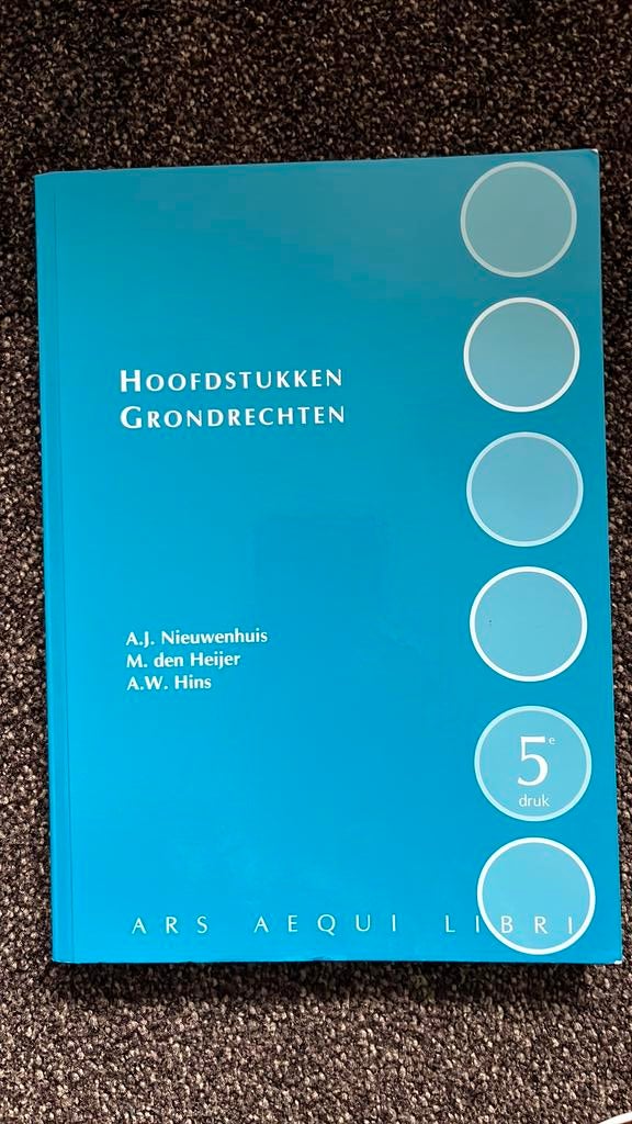 Hoofdstukken grondrechten 5e druk, Boeken, Studieboeken en Cursussen, Ophalen of Verzenden, Beta, Zo goed als nieuw, HBO