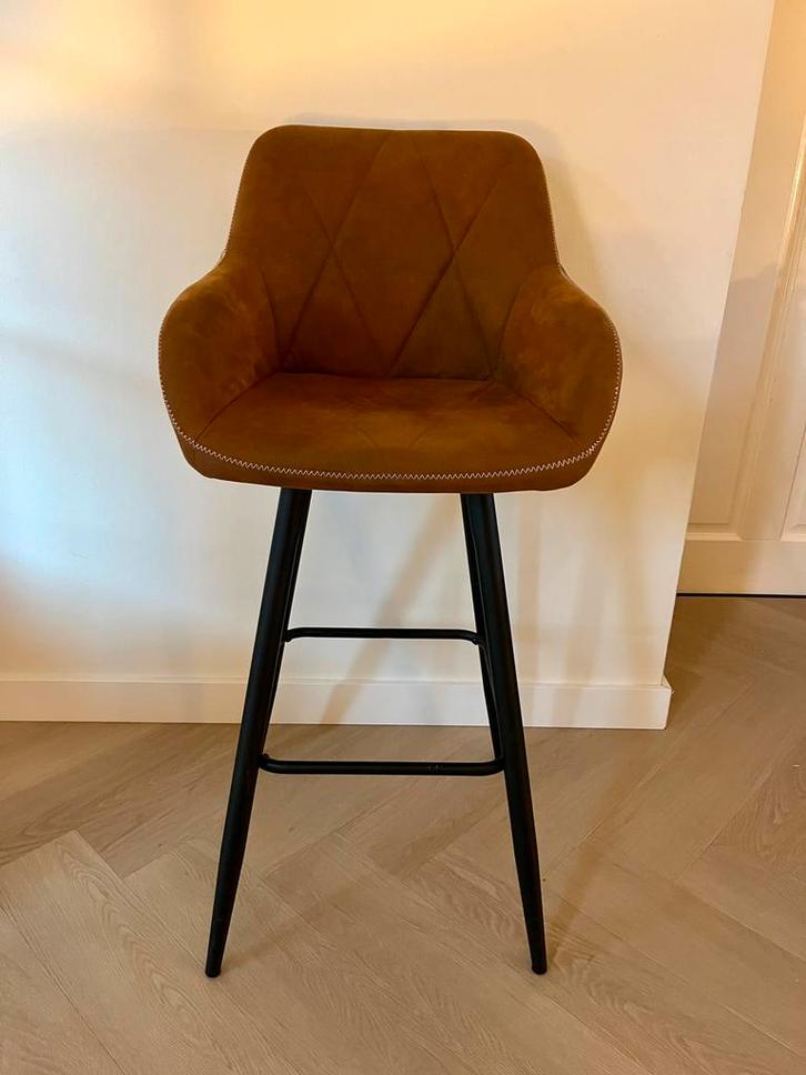 6 Cognac kleurige 6 barkrukken 6 stuks, Huis en Inrichting, Barkrukken, Zo goed als nieuw, 90 cm of meer, 5 krukken of meer, Met voetsteun