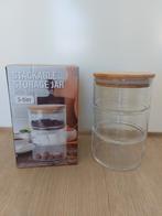 Glazen / stapelbare voorraadpotten met bamboe deksel, Huis en Inrichting, Ophalen of Verzenden, Nieuw, Glas, Glas of Glazen