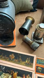 Antieke toverlantaren met veel glas dia’s, Antiek en Kunst, Ophalen of Verzenden