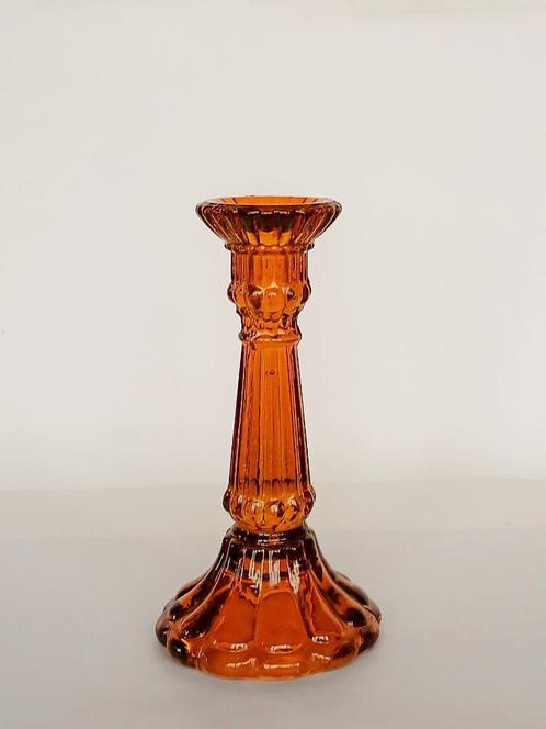 Kandelaar Persglas Brocante Vintage, Antiek en Kunst, Antiek | Kandelaars, Glas, Ophalen of Verzenden