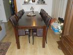 Massief eiken eethoek, Huis en Inrichting, Complete eetkamers, Ophalen, Zo goed als nieuw, Donker Eiken, 6 tot 8 stoelen