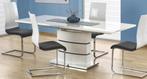 VOORRAAD Hoogglans witte eettafel met verlengbaar blad NIEUW, Metaal, Hoogglans wit, Design, Verlengbaar, Uitschuifbaar, Nieuw